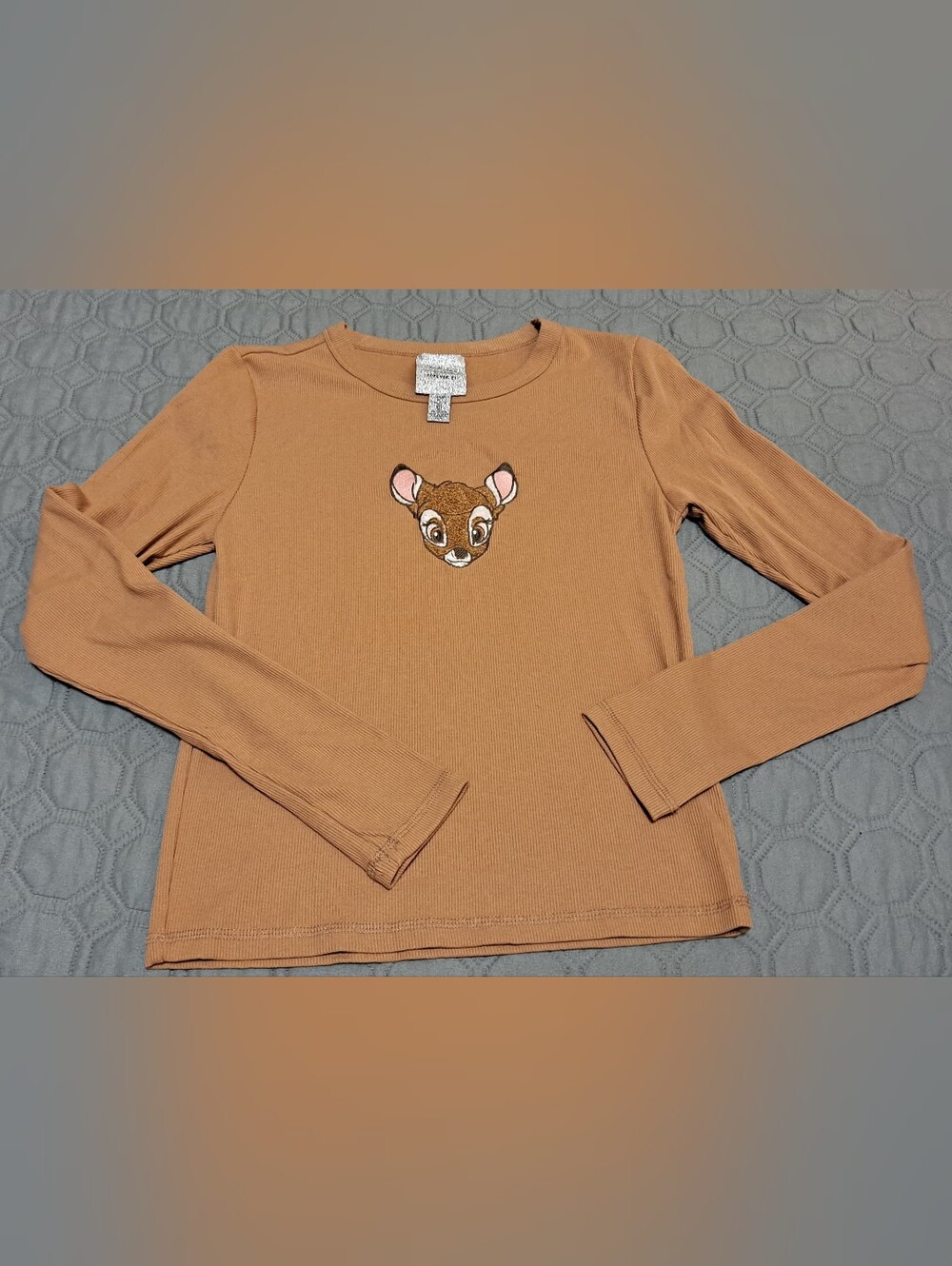 Disney Forever 21 Long-Sleeve Brown Graphic Top - Bambi Sz L